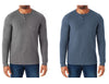 Member's Mark Men's Long Sleeve MEDIUM Thermal Henley Blue/Grey 2-Pack