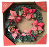 CG Hunter 30-inch Artificial Wreath Decorated with Poinsettia and Multi-Color Lights