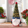 Pre-Lit 40-inch Happy 4th of July Gnome Topiary 40in H x 15 in W x 10.75in D