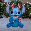 Gemmy 3.2FT Lighted Stitch Sitting with Candy Cane Christmas Inflatable