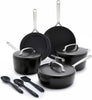 GreenPan GP5 Hard Anodized Ceramic Nonstick 14-Piece Cookware Pots & Pans Set Black
