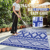 OLANLY Outdoor Rug 9FT X 12FT Waterproof Reversible Boho Pattern Blue