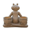 Large Frog Yoga Statue Outdoor Resin Garden Planter 24-inch Brown