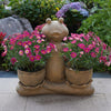 Large Frog Yoga Statue Outdoor Resin Garden Planter 24-inch Brown