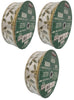 3-Pack Kirkland Wire Edged Ivory Ribbon with Green Holly Leaves 50 yards X 1.5 inches