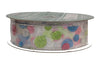 Kirkland Pink Green Blue Glitter Dots Sheer Wire Edge Ribbon 1.5 in x 50 Yd