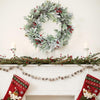 24-inch Artificial Pine Leaf Christmas Wreath with Frosted Branches and Berries