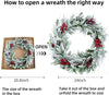 24-inch Artificial Pine Leaf Christmas Wreath with Frosted Branches and Berries