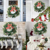 24-inch Artificial Christmas Pine Wreath Decorated and Red Burlap Bow