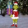 The Grinch Holding Presents Lighted Tinsel Holiday Yard Sculpture Pre-Lit 2.5FT