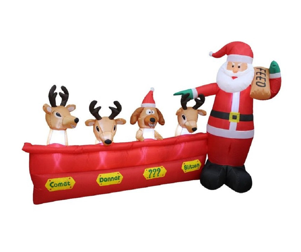Impact Select Inflatable Santa Feeding Reindeers 8 Ft Height
