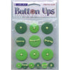 Button Ups Adhesive Button Embellishments GREEN For Scrapbooking