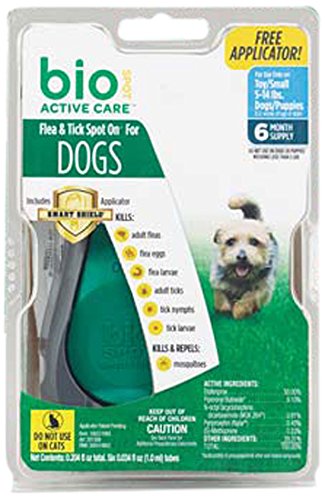 Bio Spot Active Care Flea & Tick Spot On W/ Applicator for Small Dogs 5-14 Lbs
