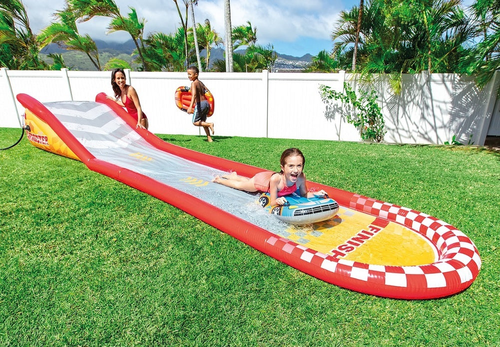 Intex Racing Inflatable Fun Slide 221in x 47in x 30in with 2 Surf