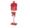 Holiday Living 41-inch Freestanding Red Metal Mailbox Yard Decoration with Bow