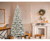 GE 7.5FT Pre-lit LED Flocked Laurel Pine Artificial Christmas Tree with Warm White Lights