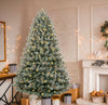 GE 7.5-ft Flocked Carolina Pine Pre-lit Artificial Christmas Tree LED Lights