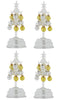 Winter Lane Set of 4 Glass Christmas Trees with Silver and Gold Ornaments in Gift Boxes