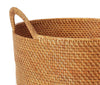 Threshold Rattan Decorative Fall Basket with Tapered Handles Brown 18-in x 18-in