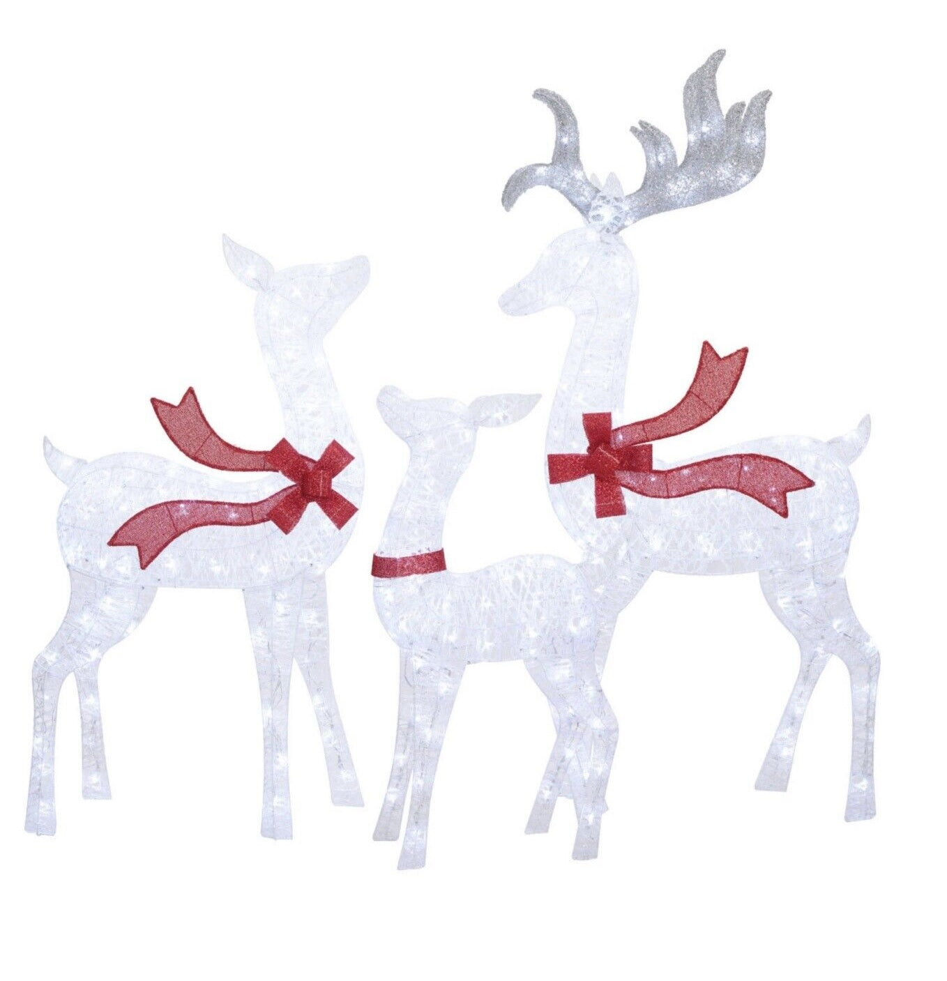 Member's Mark Pre-Lit 3 Piece Twinkling Deer Family in Frosted Ice