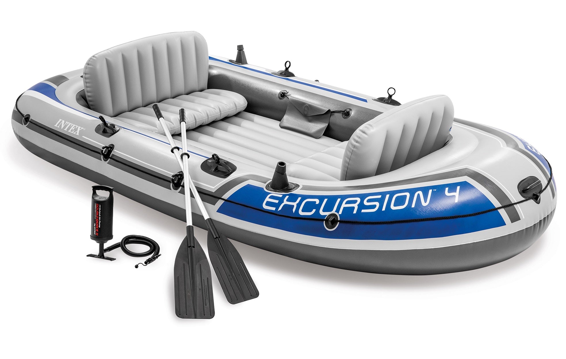 Intex Excursion 4 Inflatable Boat Set - 4 Person with Oar and Pump