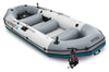 Intex Mariner 4 Person Inflatable Boat Set with Aluminum Oars and Pump