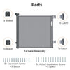 Retractable Mounted Extra Wide and Long Mesh Baby Gate Gray 41-in H X 55-in L