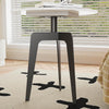 Goldfan Round End Table with White Splintered Stone Top and Black Metal Legs