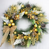 22-inch Artificial Christmas Wreath with Lights and Gold Accents Battery Operated
