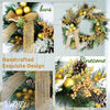 22-inch Artificial Christmas Wreath with Lights and Gold Accents Battery Operated