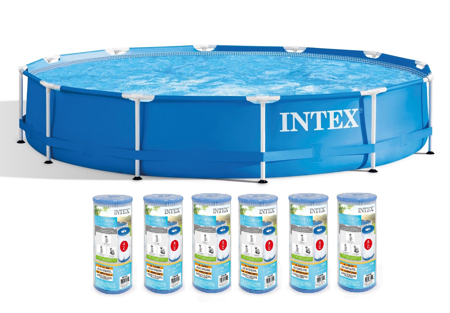 Intex 12' x 30" Metal Frame Set Swimming Pool with 530 GPH Pump & Filters 28211EH