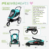 PETIQUE Trailblazer Jogger Pet Stroller for Medium Pets up to 60LBS Neptune/Turquoise