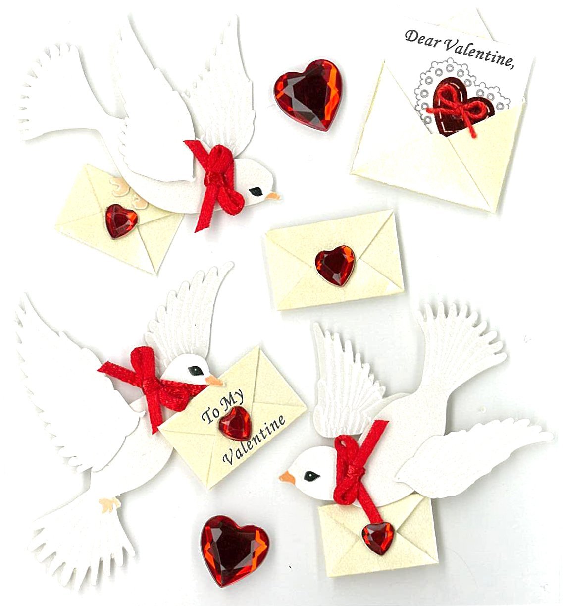 Jolee's Boutique Parcel Valentine Doves Dimensional Stickers