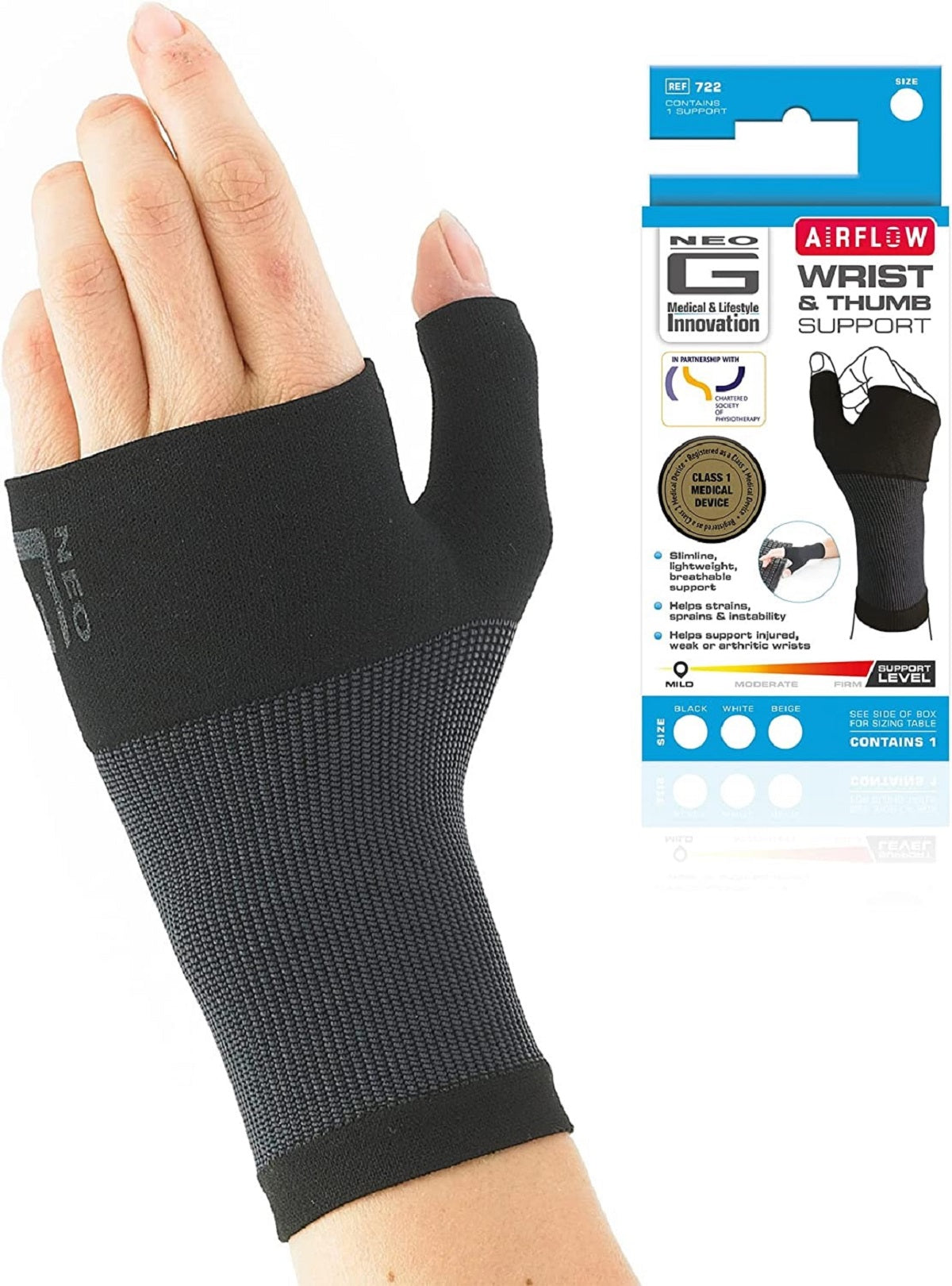 Neo G AirFlow Wrist and Thumb Support Black Small