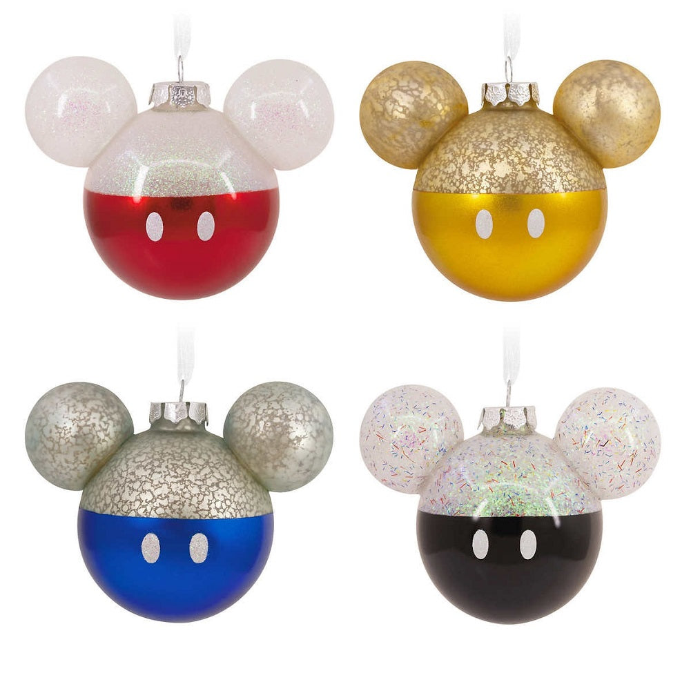 Hallmark Disney Mickey Mouse Icon Glass Ornaments Set of 4