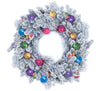 GE Color Choice 26-inch Dual Color Lighted Artificial Flocked Christmas Wreath