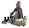 7FT Inflatable Star Wars Mandalorian and Grogu on Speeder Bike Holiday Scene