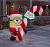 Gemmy 5Ft. Minion Stuart with "Stuck on Christmas" Candy Cane Holiday Inflatable