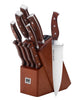 Supreme Series 11-Piece Wood Handle Knife Set in Walnut Block Integrated Sharpener