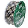 Kirkland Wire Edged Black Plaid Ribbon with Gold Accent 50yd X 2.5in