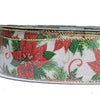 Kirkland Wire Edged Poinsettia Ribbon with Gold Glitter Accents 50 yd X 1.5 in