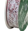 Kirkland Wire Edged Gray Ribbon with Red and White Holly Vines 50 yd X 1.5 in