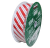Kirkland Wire Edged Candy Cane Stripe Holiday Ribbon Silver Edge 50yd X 1.5in
