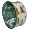 Kirkland Wire-Edged White Ribbon with Green Christmas Trees 2.5-inch W X 50 Yards