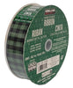 Kirkland Signature Wire Edged Green and Black Plaid Ribbon 50 yards X 1.5 inches