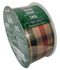 Kirkland Wire-Edged Holiday Plaid Red, Gold, Green Ribbon 2.5-inch W X 50 Yards