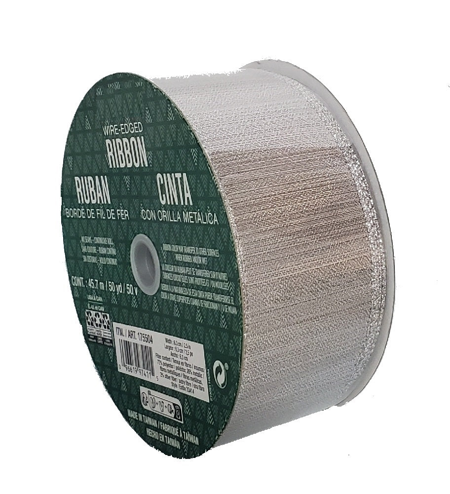 Sec Ribbon Kirkland Signature Wire Edged Silver Metallic Ribbon 50yard x 2.5inch ...