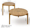 BEARUT Wooden Round Nesting Coffee Tables Set of 2, Solid Wood Round End Table