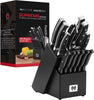 Supreme Series 15-Piece Knife Set in Black Wooden Block with Integrated Sharpener