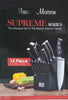 Supreme Series 15-Piece Knife Set in Black Wooden Block with Integrated Sharpener